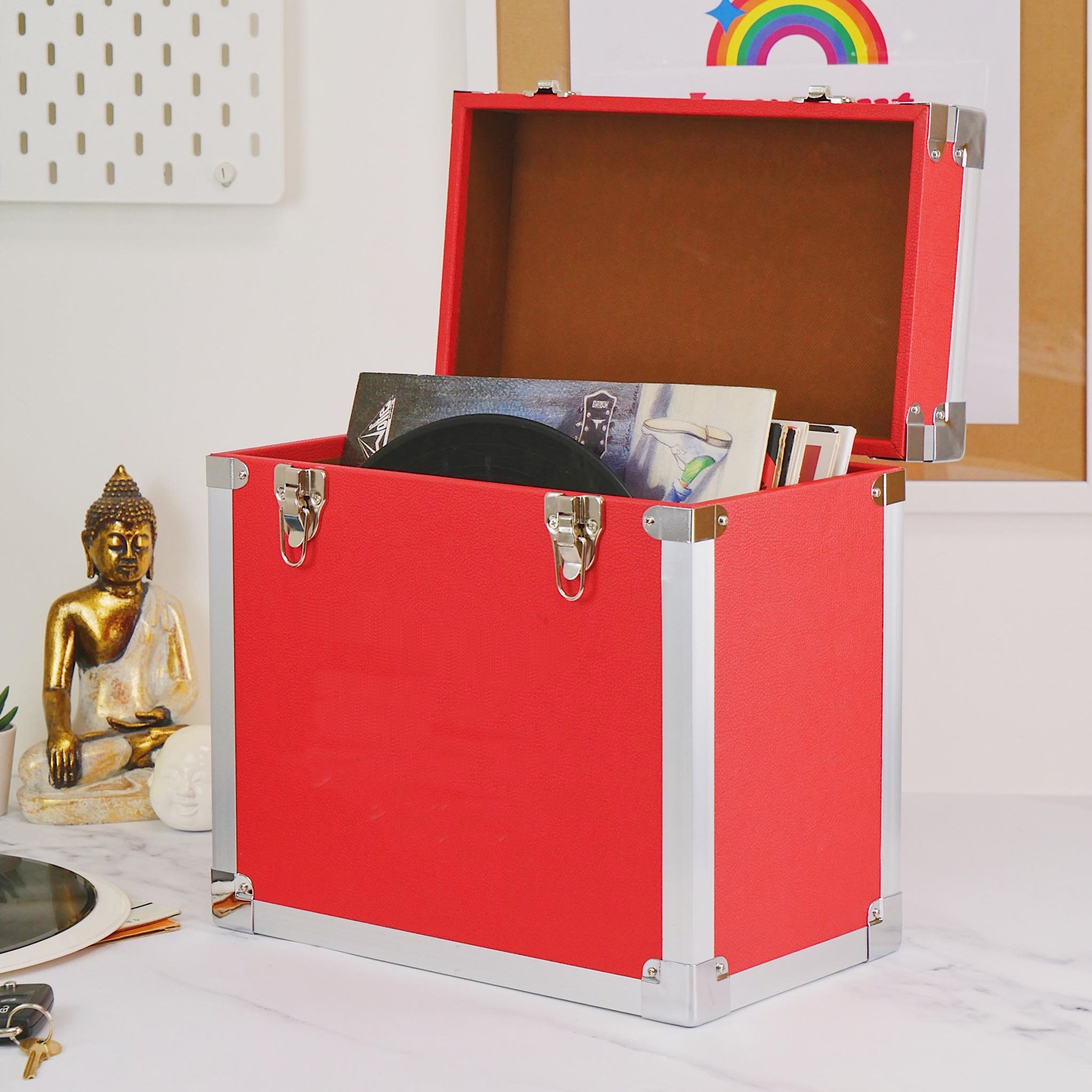 Vinyl Record Storage Box in Red