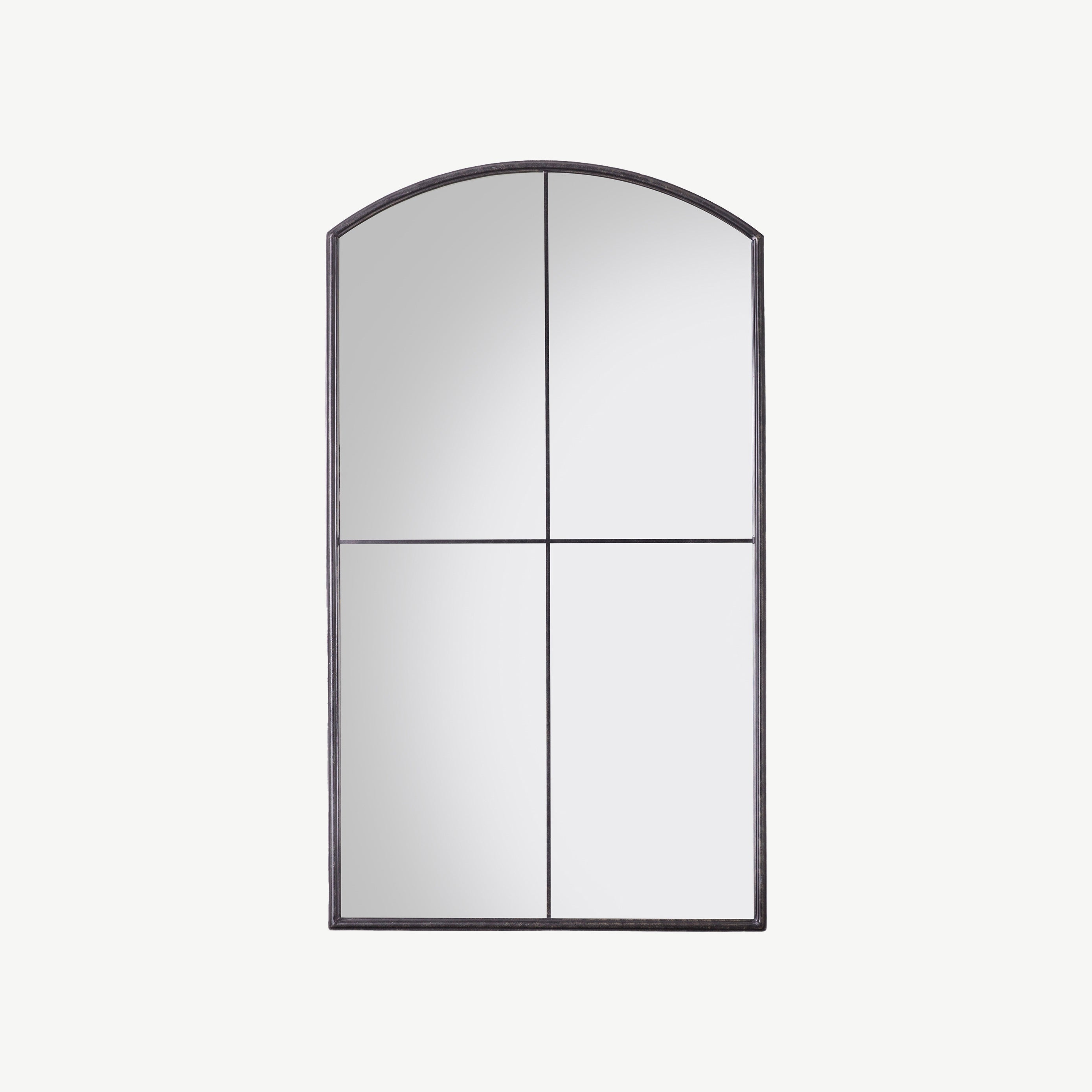 Chic small window mirror in black frame with curved design