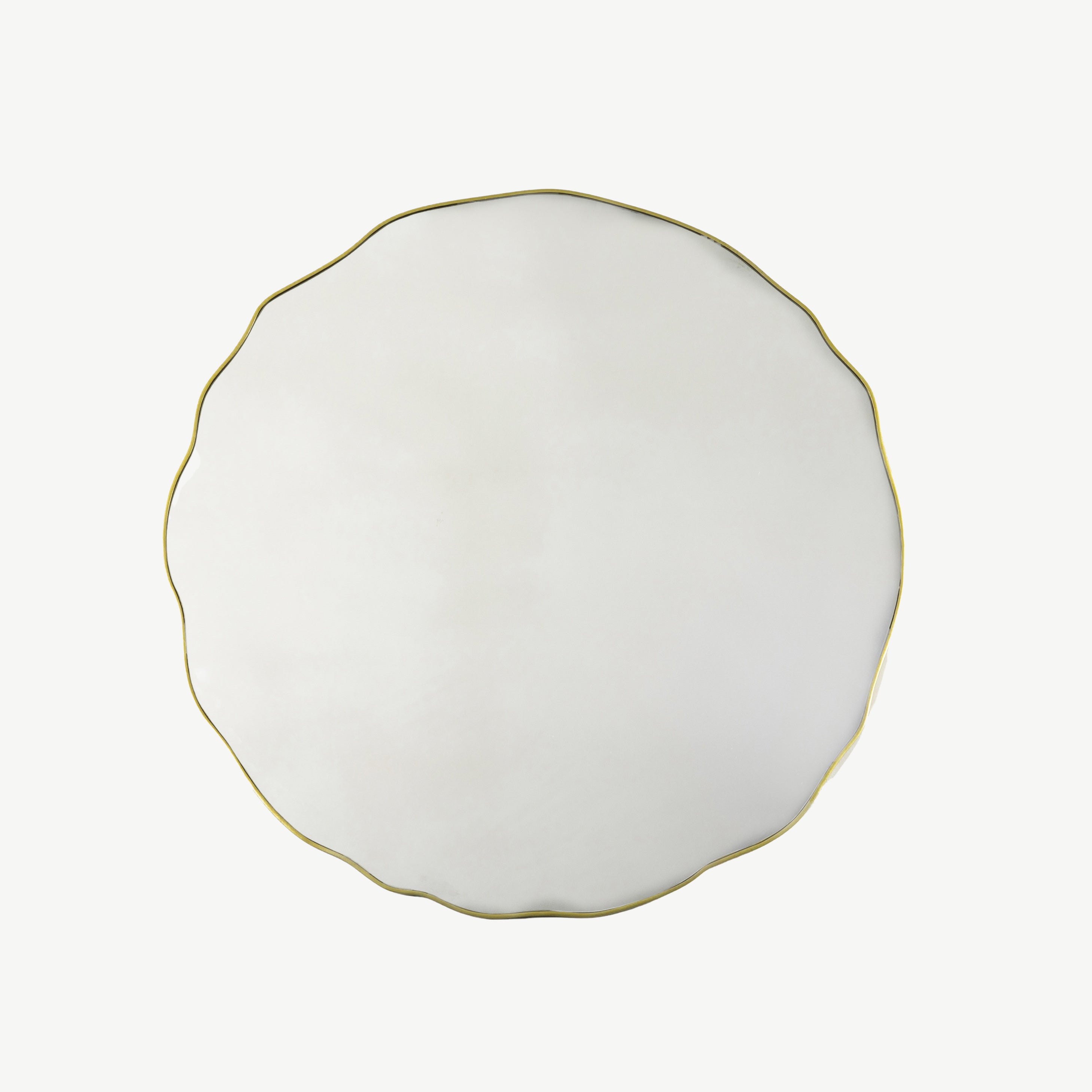Round wavy edge mirror in champagne finish and bevelled edge
