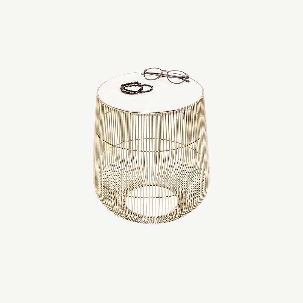 White Marble Beam Side Table