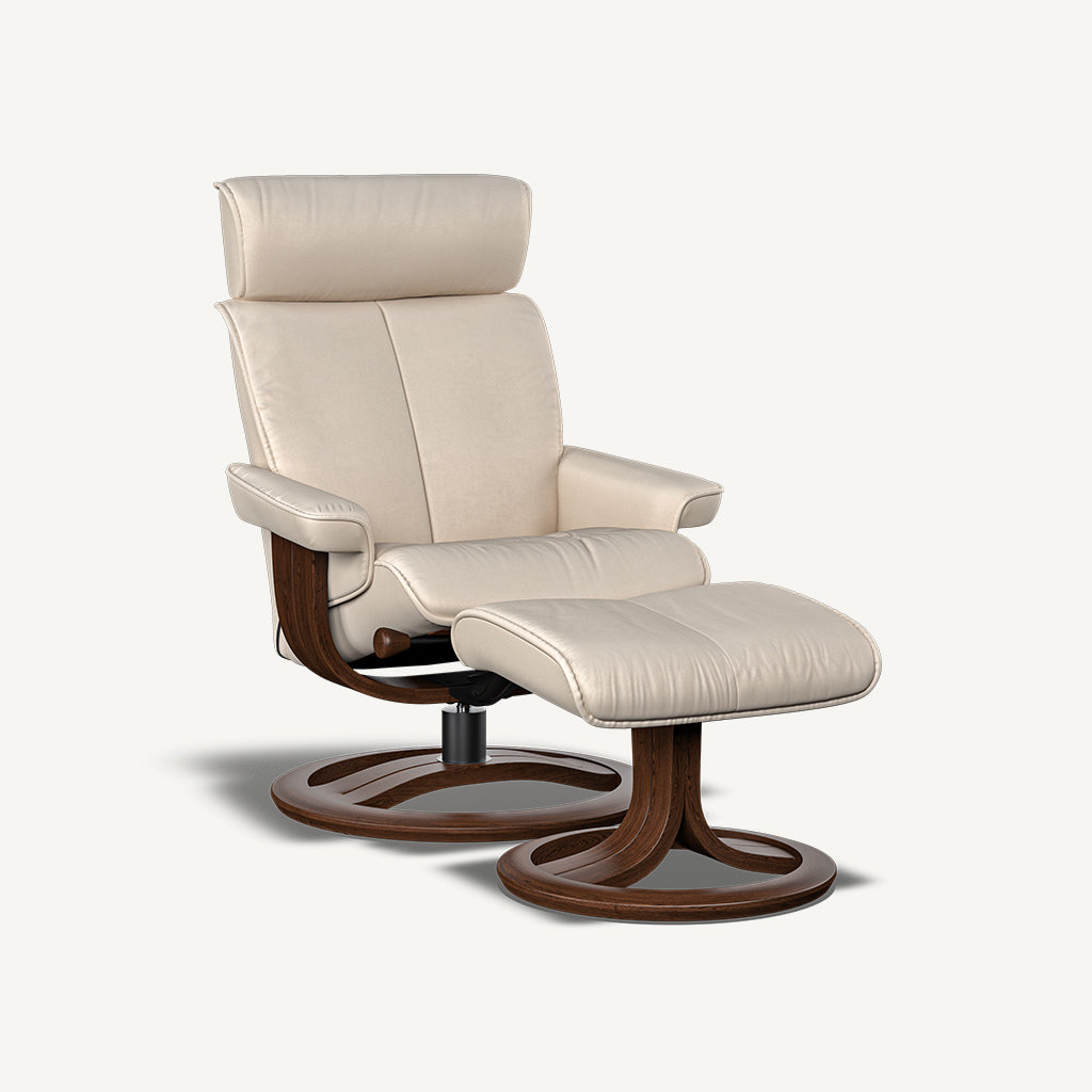 Pheobe Reclining Chair and Footstool in Grace Sandstone