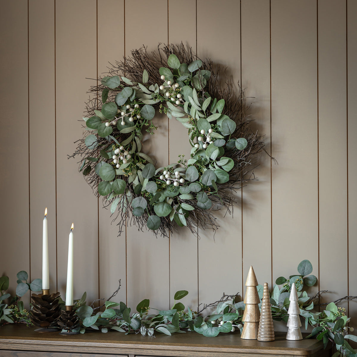 Green Christmas Woodland Wreath