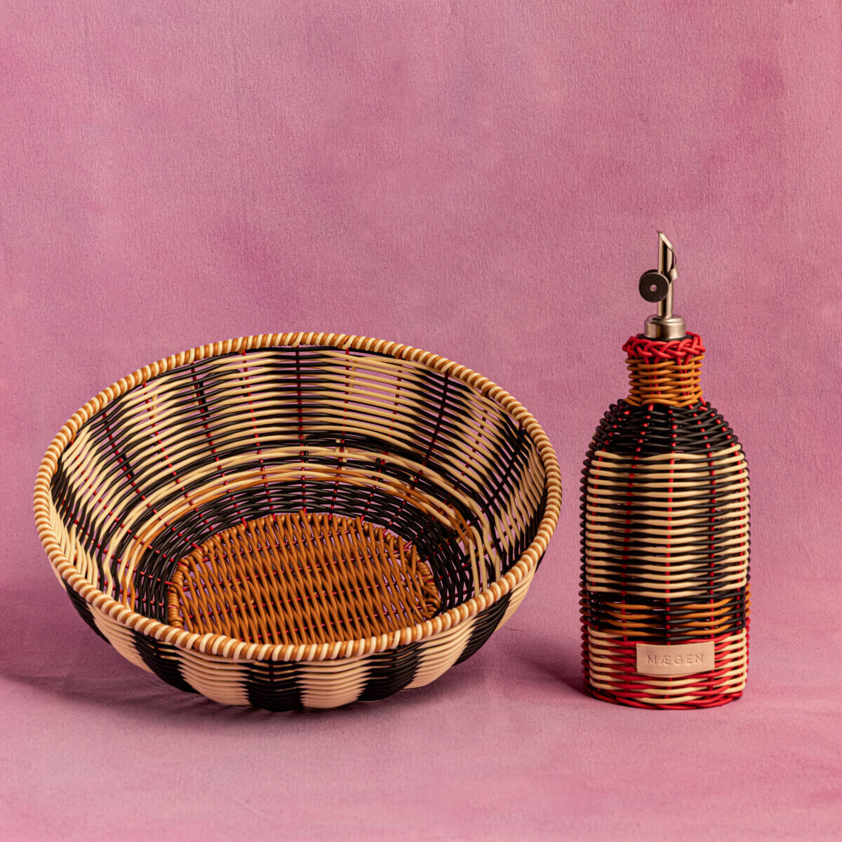 Woven Bowl in Black and Cream