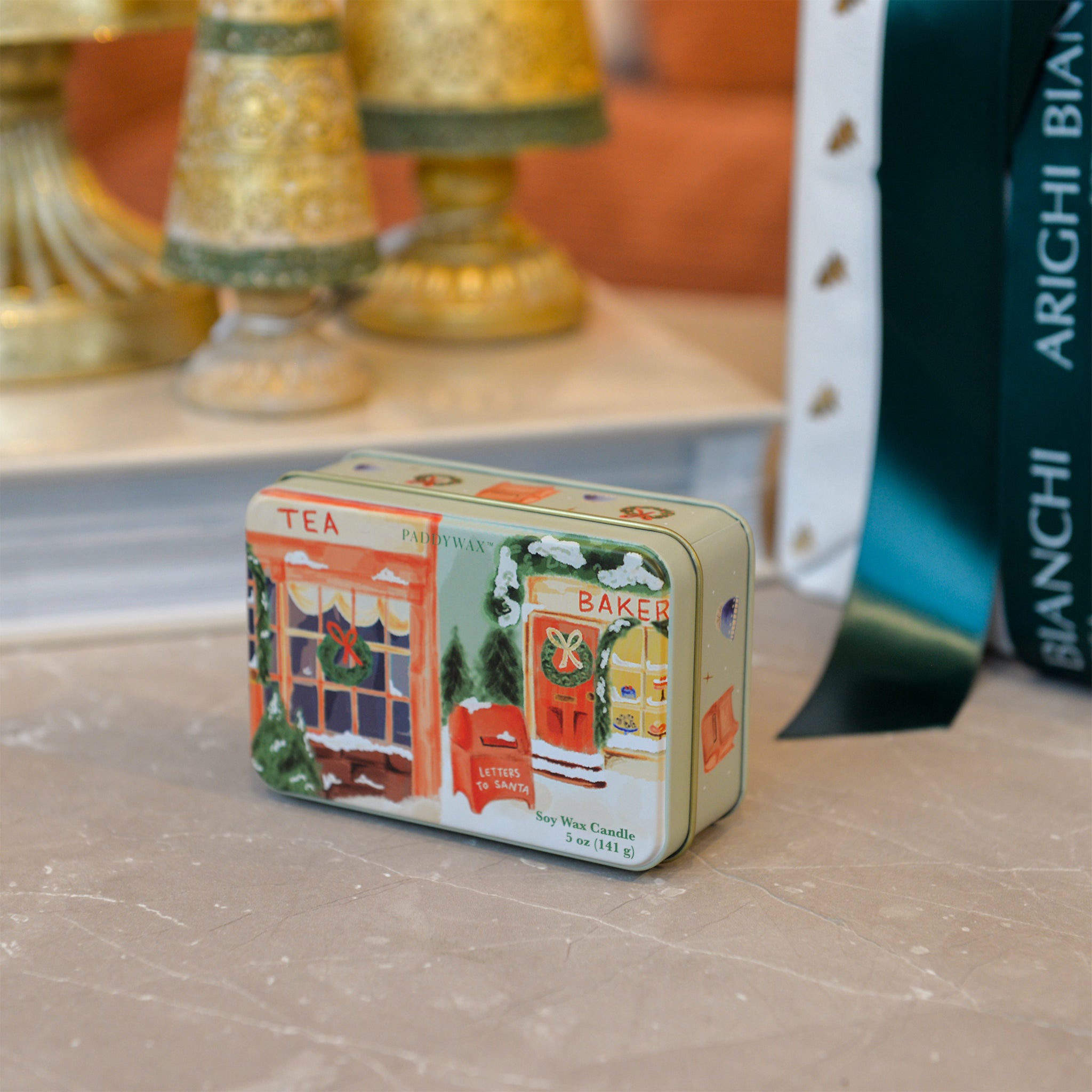 Xmas Village Tin Sweet Orange and Fir Scented Candle