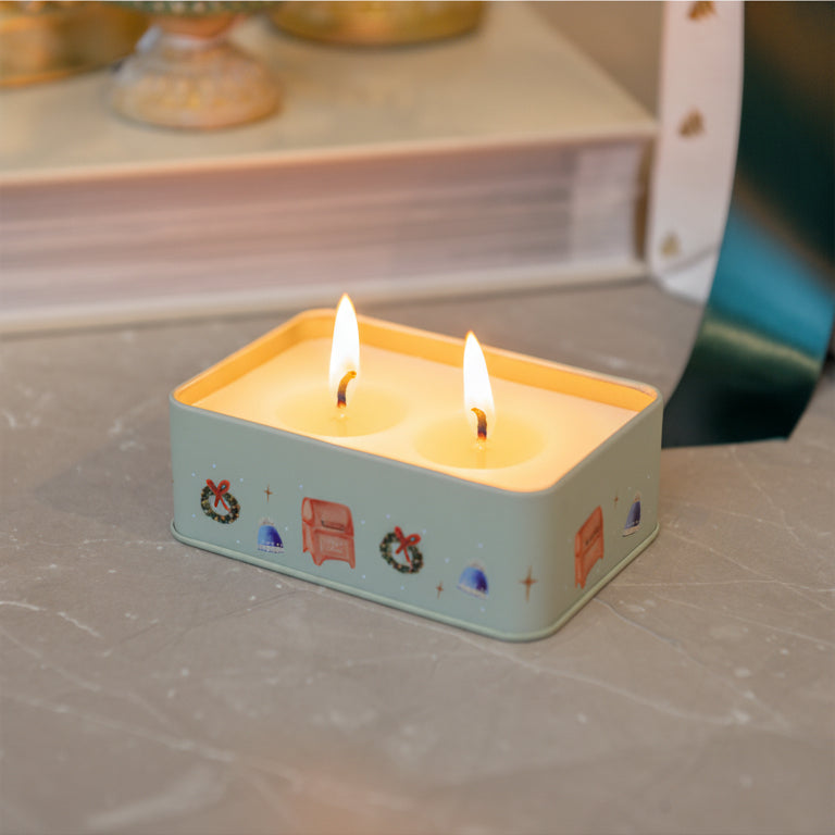 Xmas Village Tin Sweet Orange and Fir Scented Candle