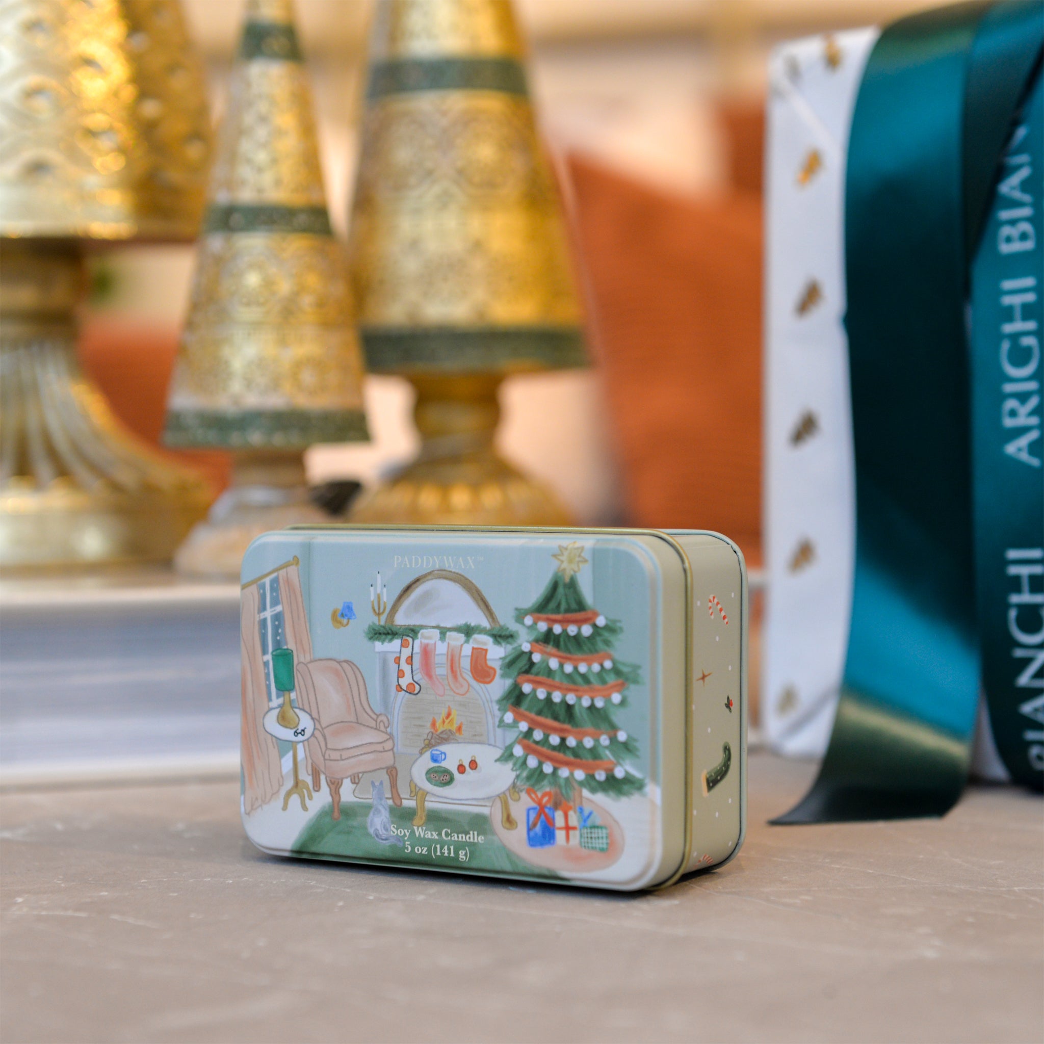 Xmas Village Tin Persimmon & Chestnut Scented Candle