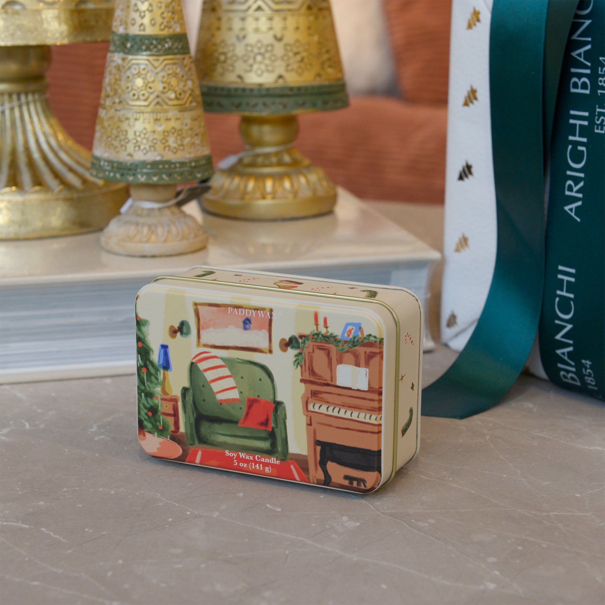 Xmas Village Tin Pomegranate Spruce Scented Candle