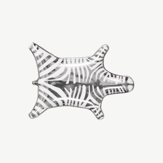Porcelain silver zebra print stack dish