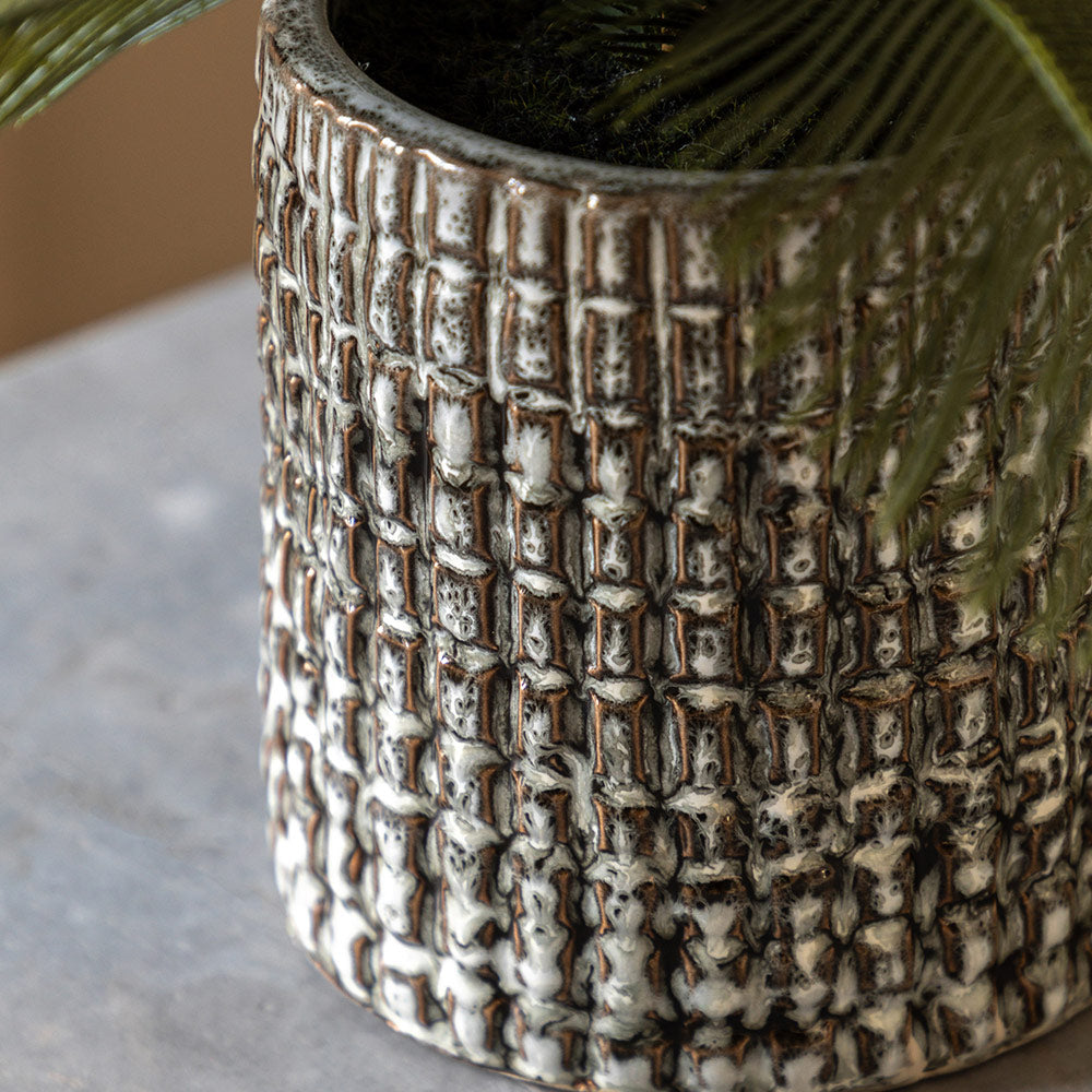 Artificial Wide Fern in Concrete Pot