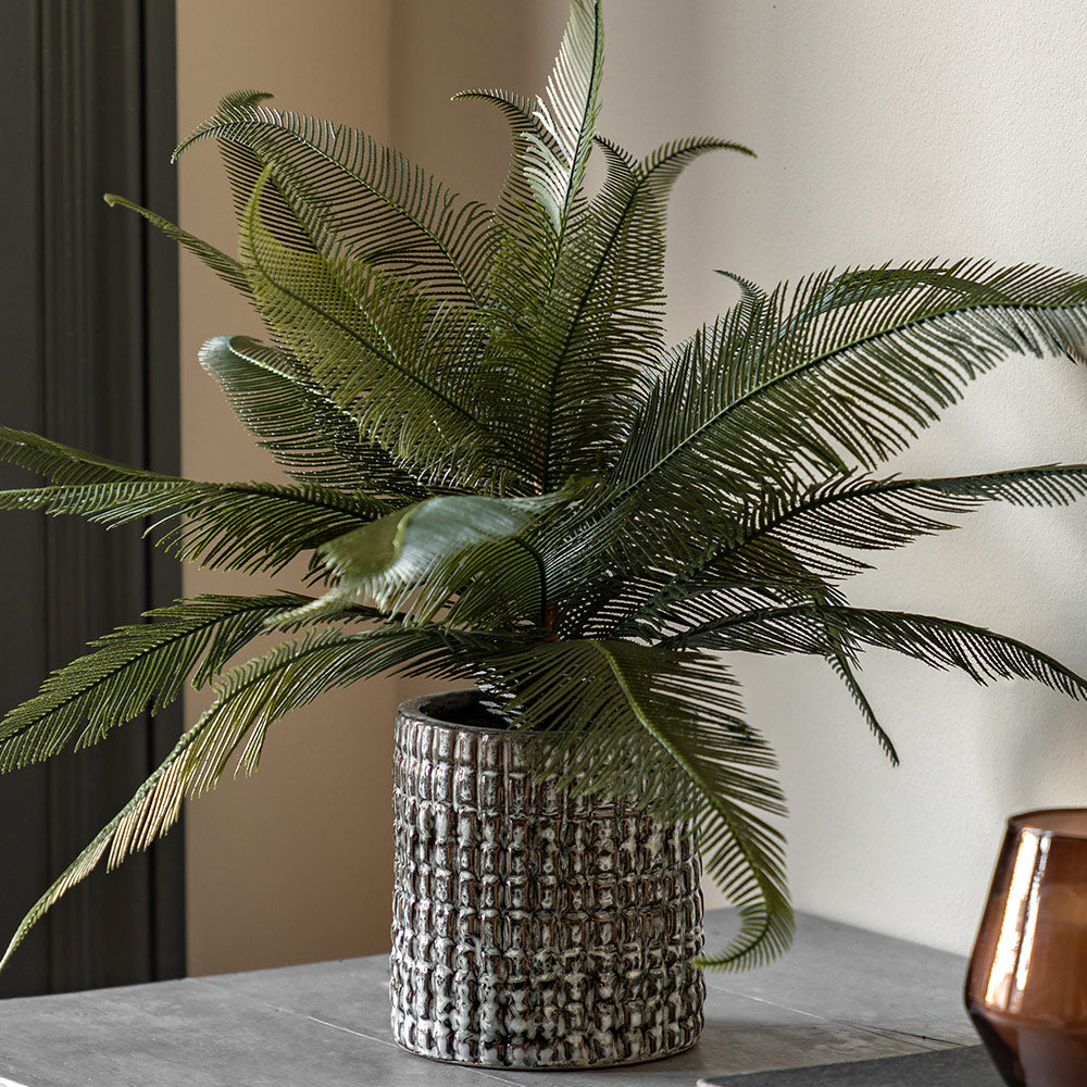 Artificial Wide Fern in Concrete Pot