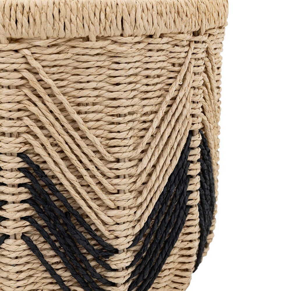 Set of 3 Baskets Natural & Black