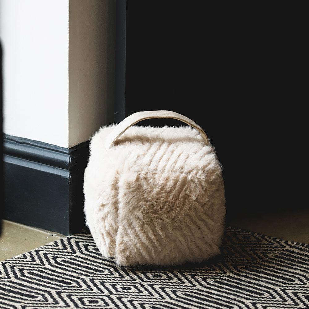 Plush Faux Fur Door Stop in Brulee