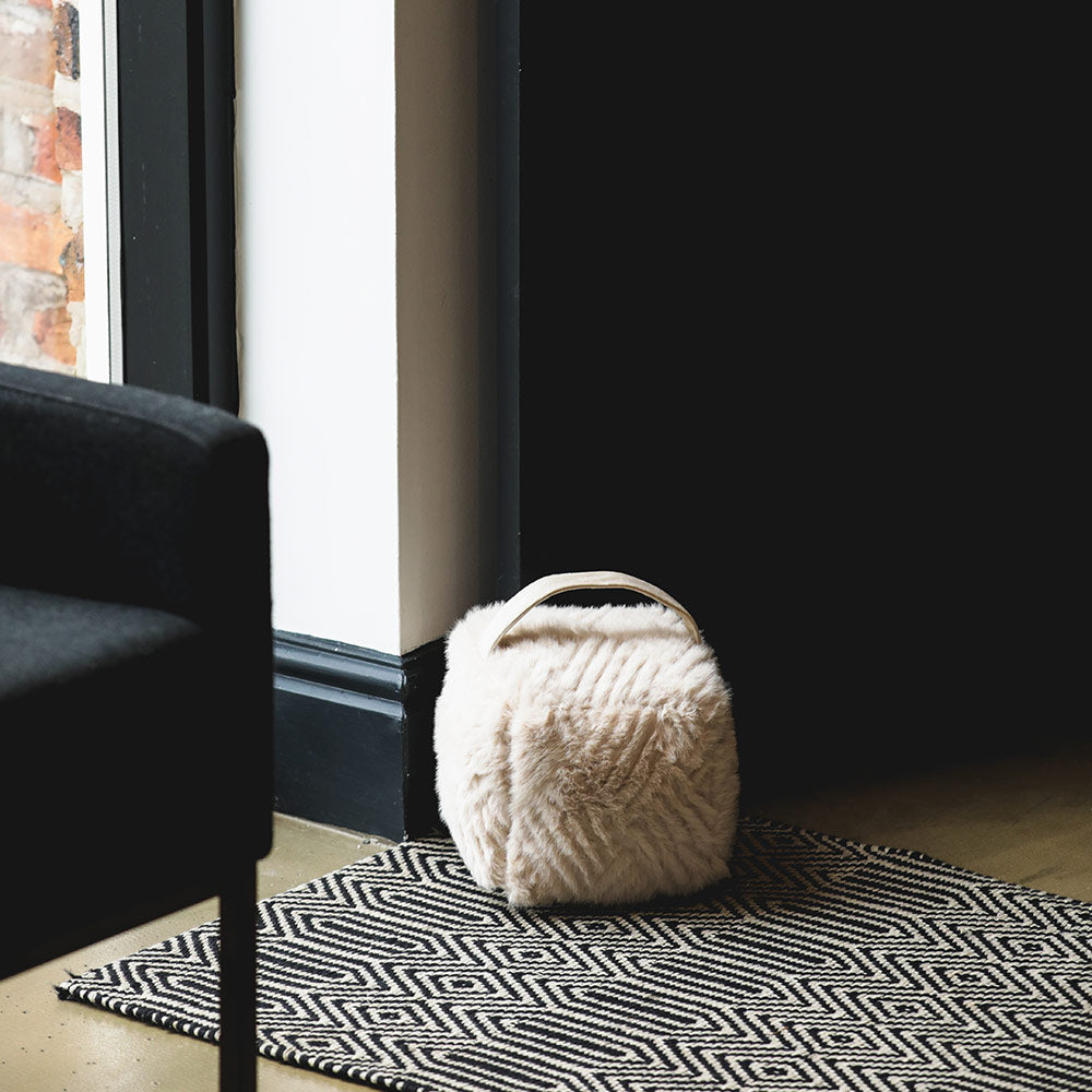 Plush Faux Fur Door Stop in Brulee