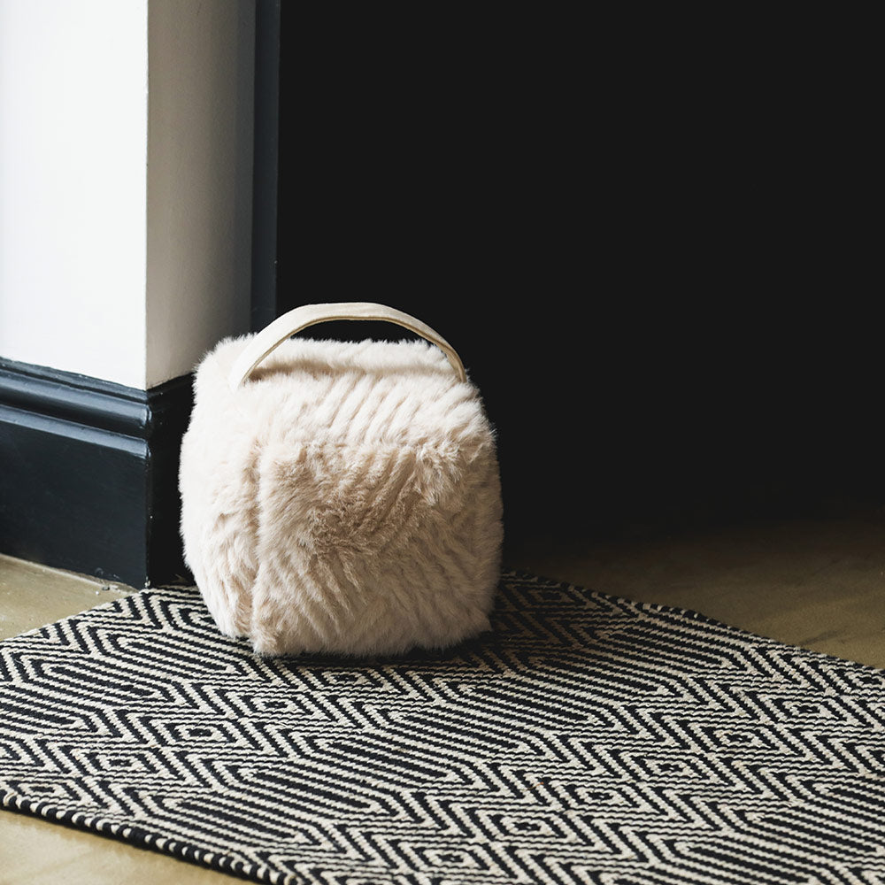 Plush Faux Fur Door Stop in Brulee