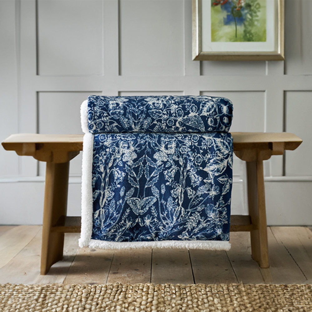 SECRET GARDEN BLUE THROW