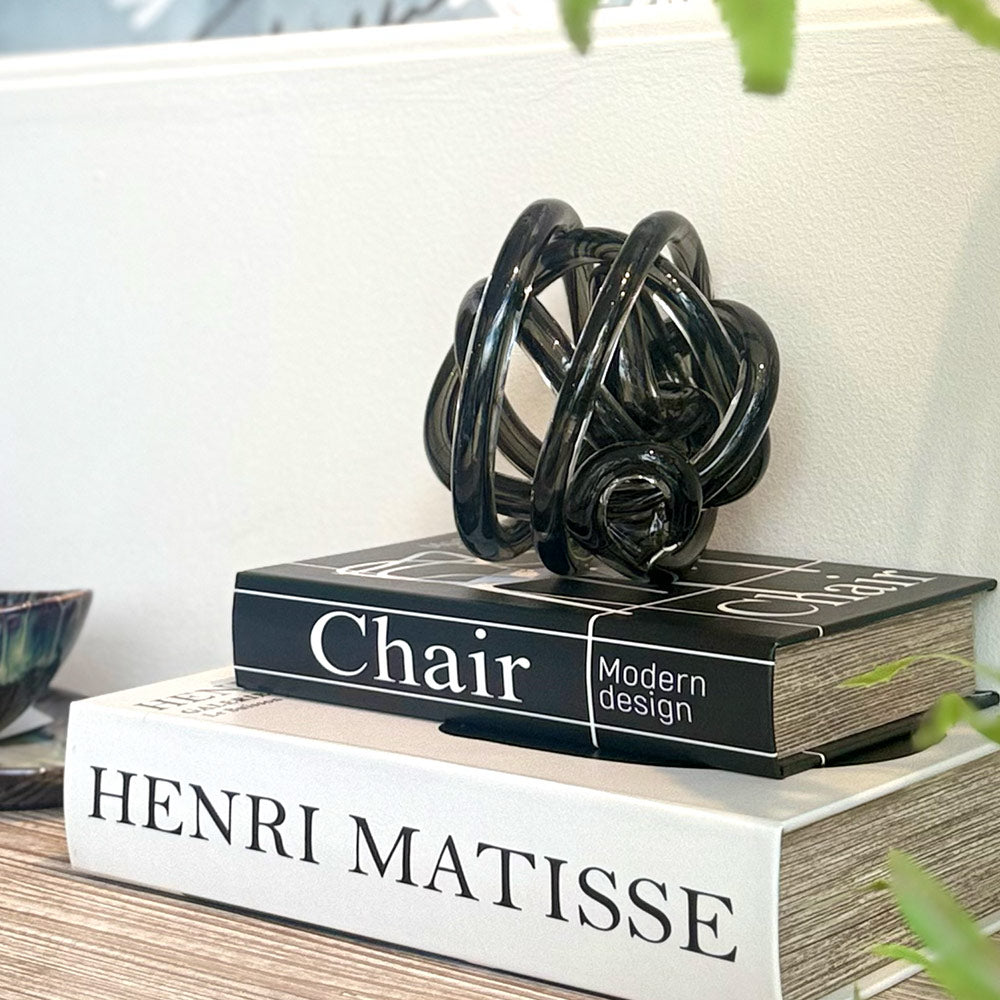 Hand Blown Grey Glass Knot Ornament