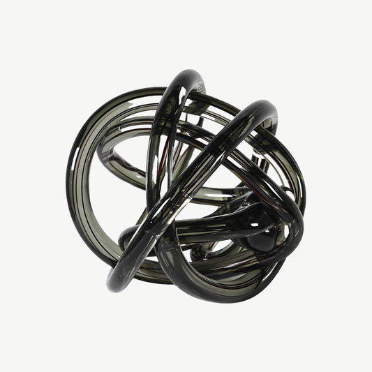 Hand Blown Grey Glass Knot Ornament