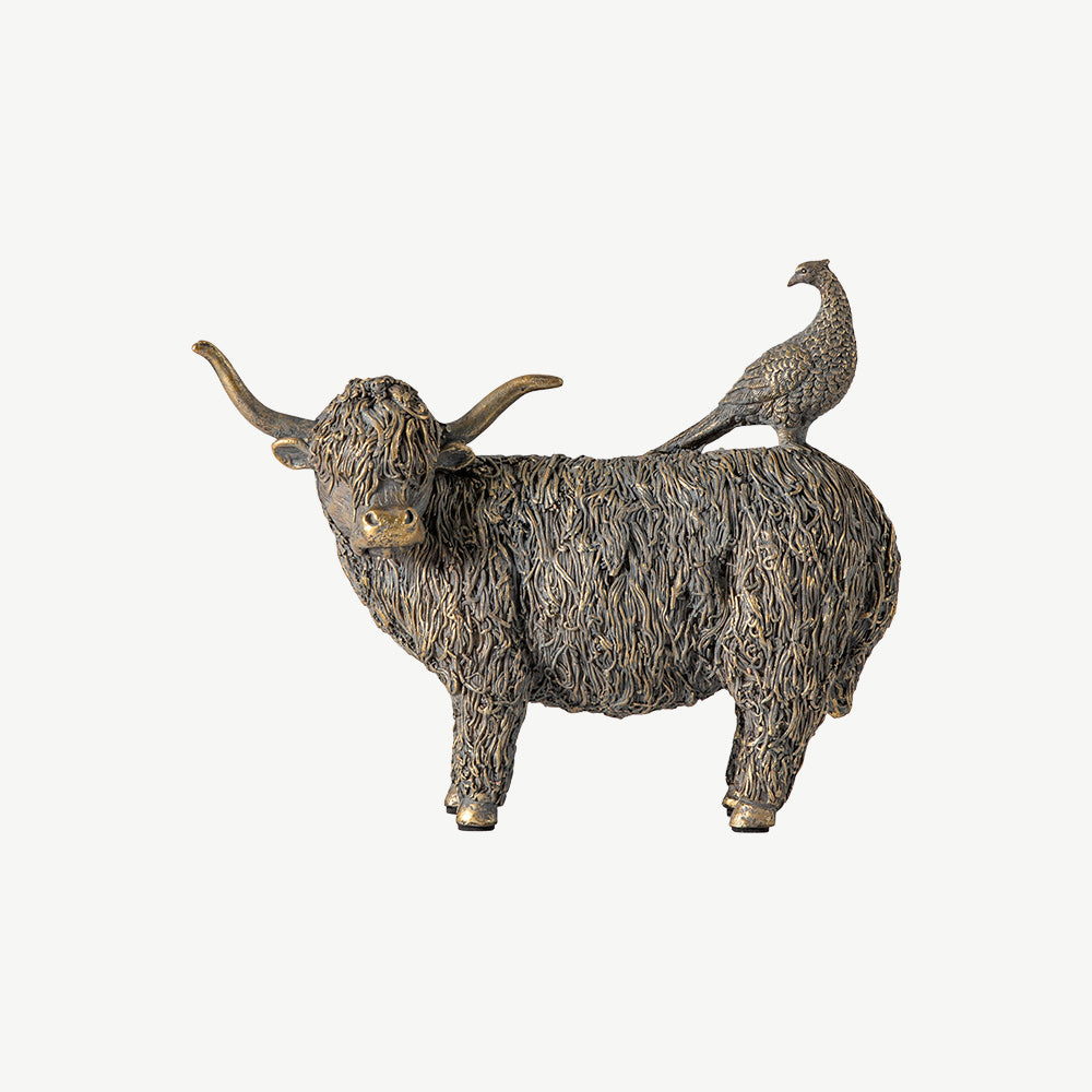 Highland Cow & Pheasant Ornament