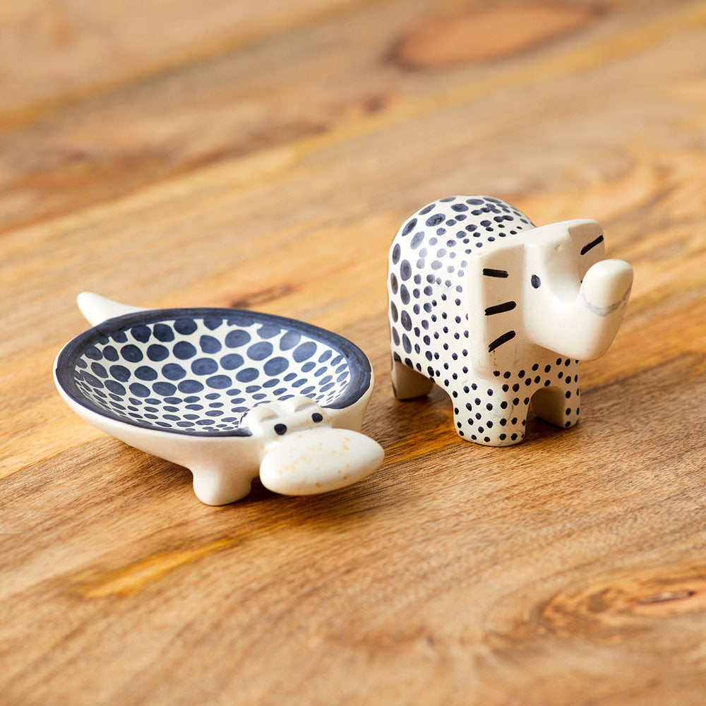 Natural Black Soapstone Elephant