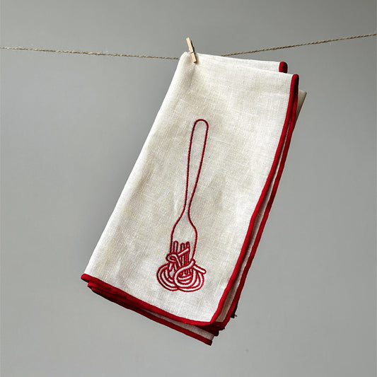 Set of 2 Spaghetti Linen Blend Napkins