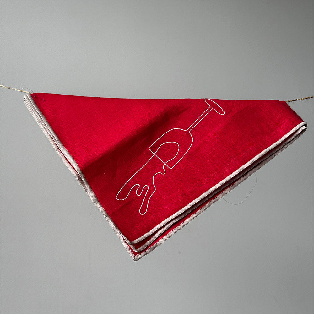 Set of 2 Wine Linen Blend Napkins