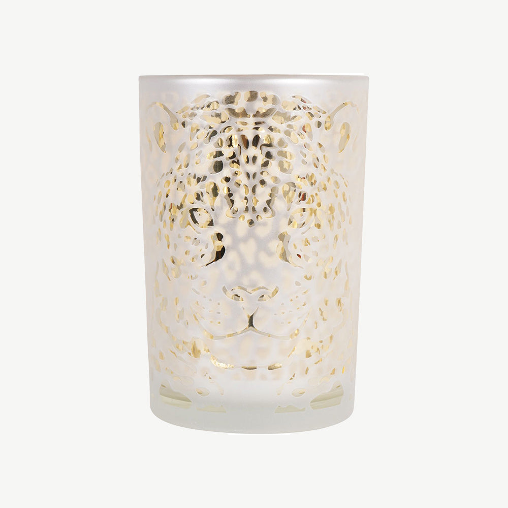 Leopard Glass Candle Holder