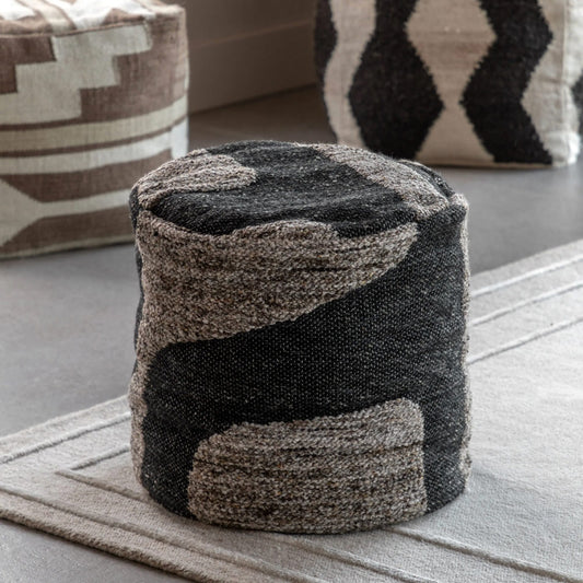 Monochrome Graphic Drum Pouffe