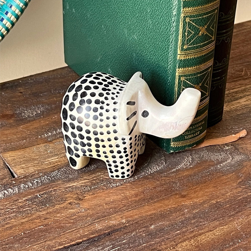 Natural Black Soapstone Elephant