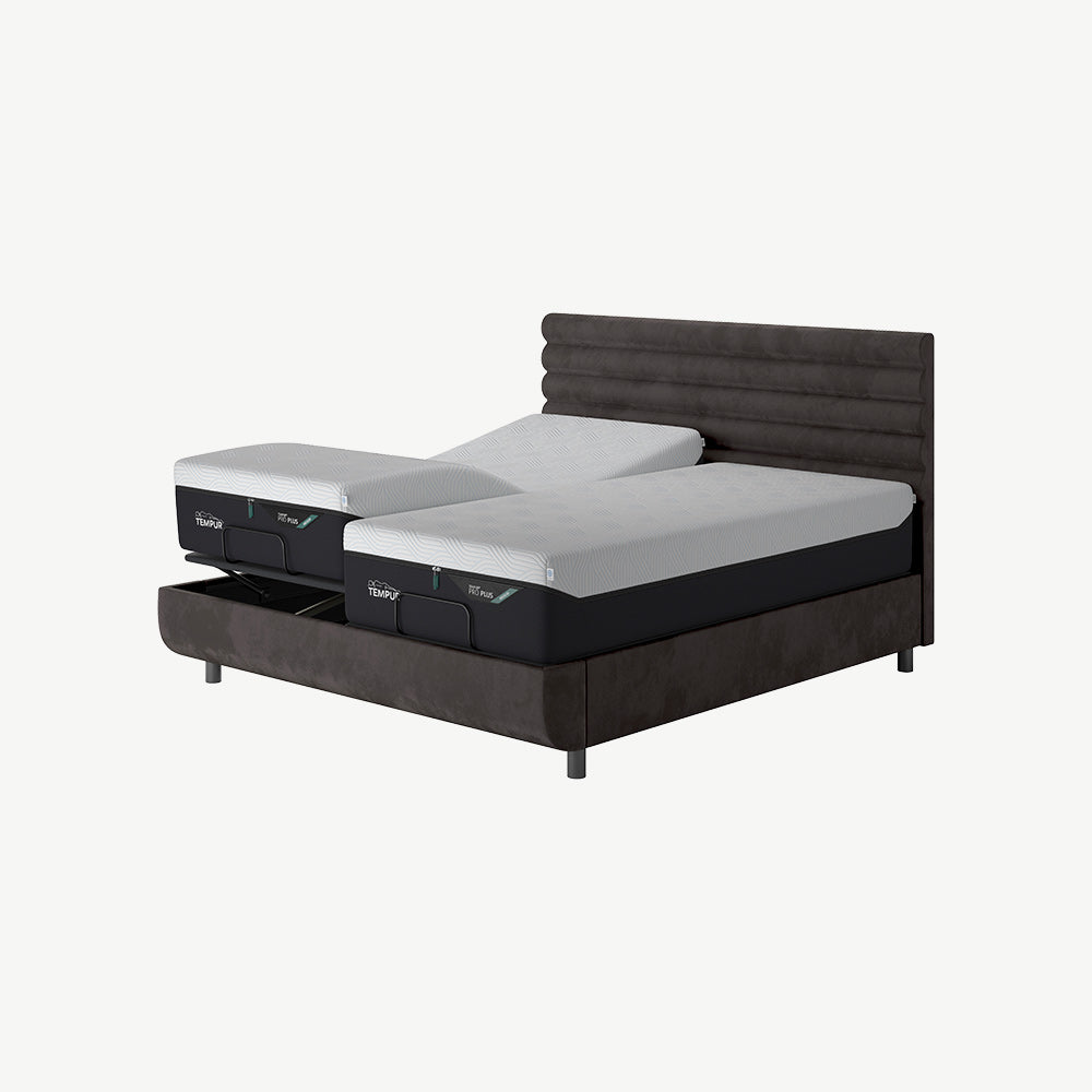 TEMPUR® Arc Ottoman with Vetra Headboard Dark Grey