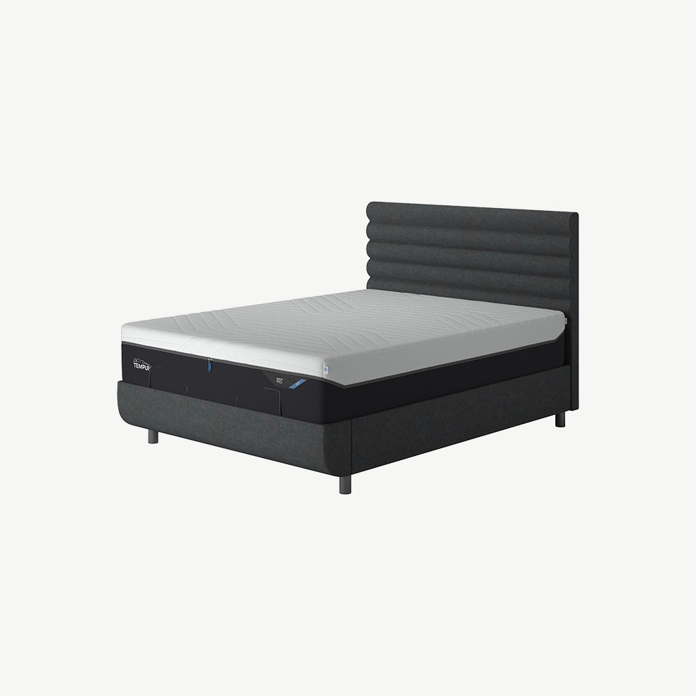 TEMPUR® Arc Ottoman with Vetra Headboard Dark Stone