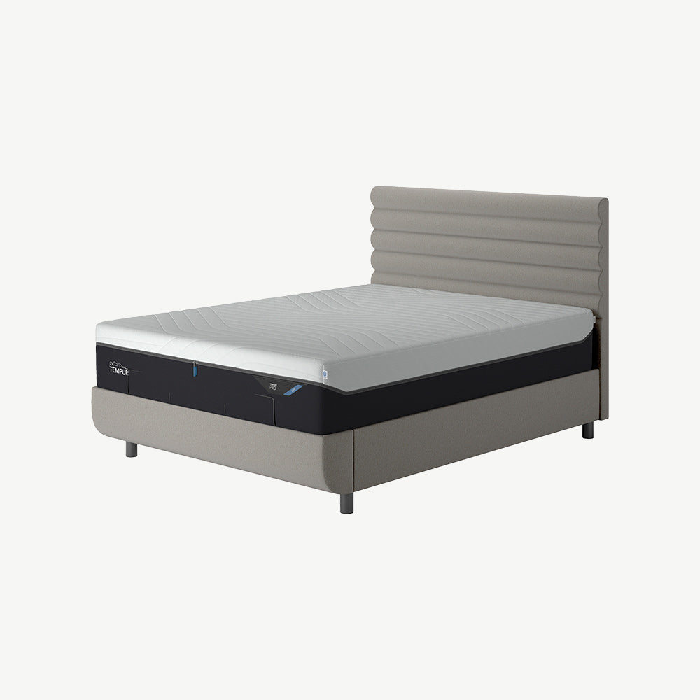 TEMPUR® Arc Ottoman with Vetra Headboard Warm Stone