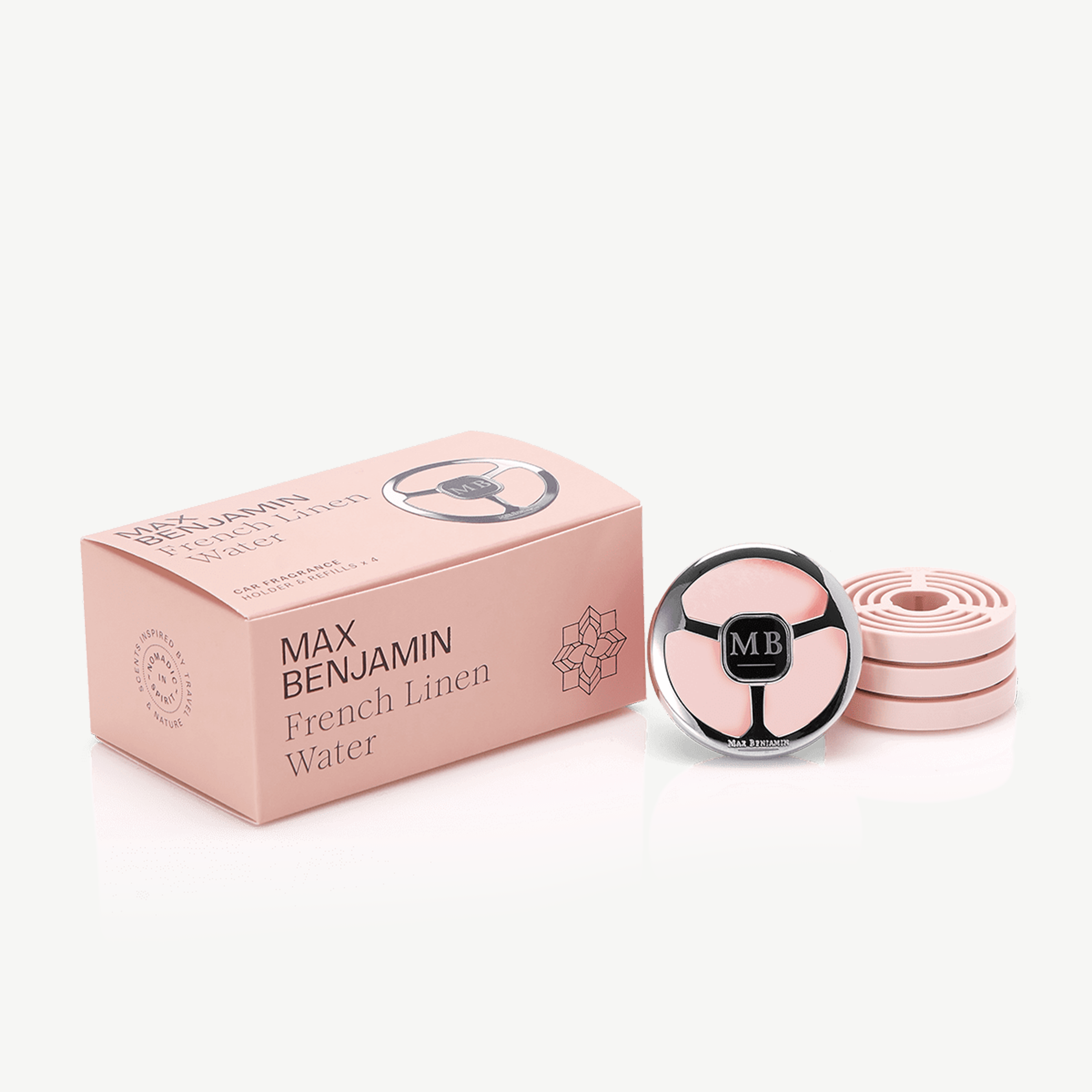 French linen pink car fragrance set