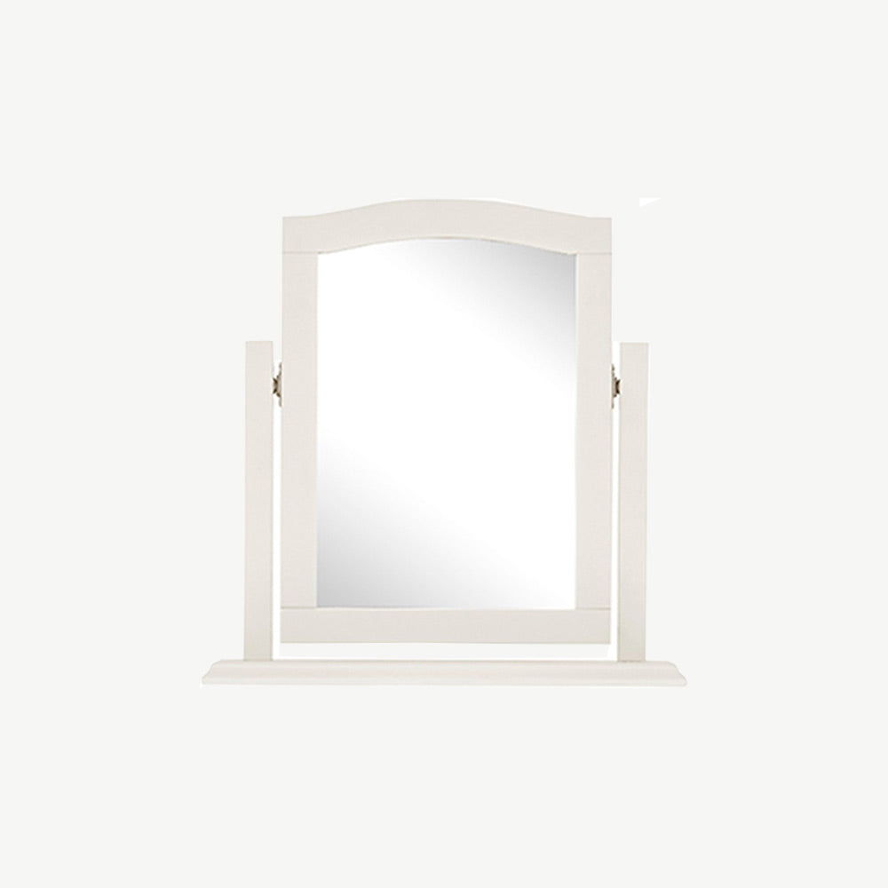 Vanity mirror in painted white with centre pivot
