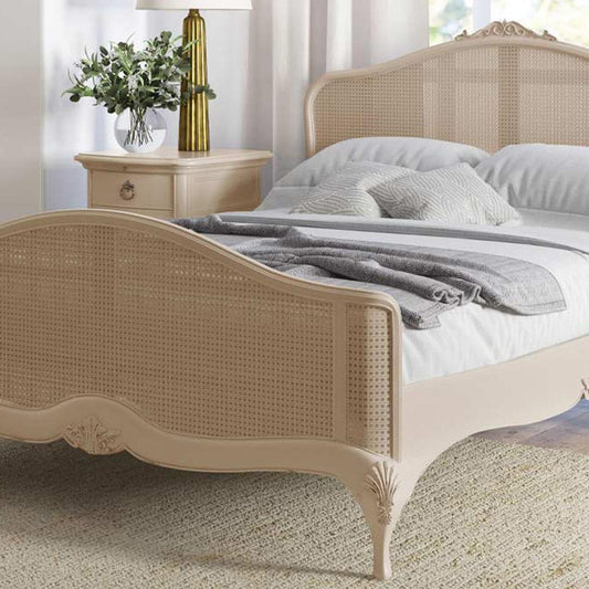 Ivory Rattan Bed
