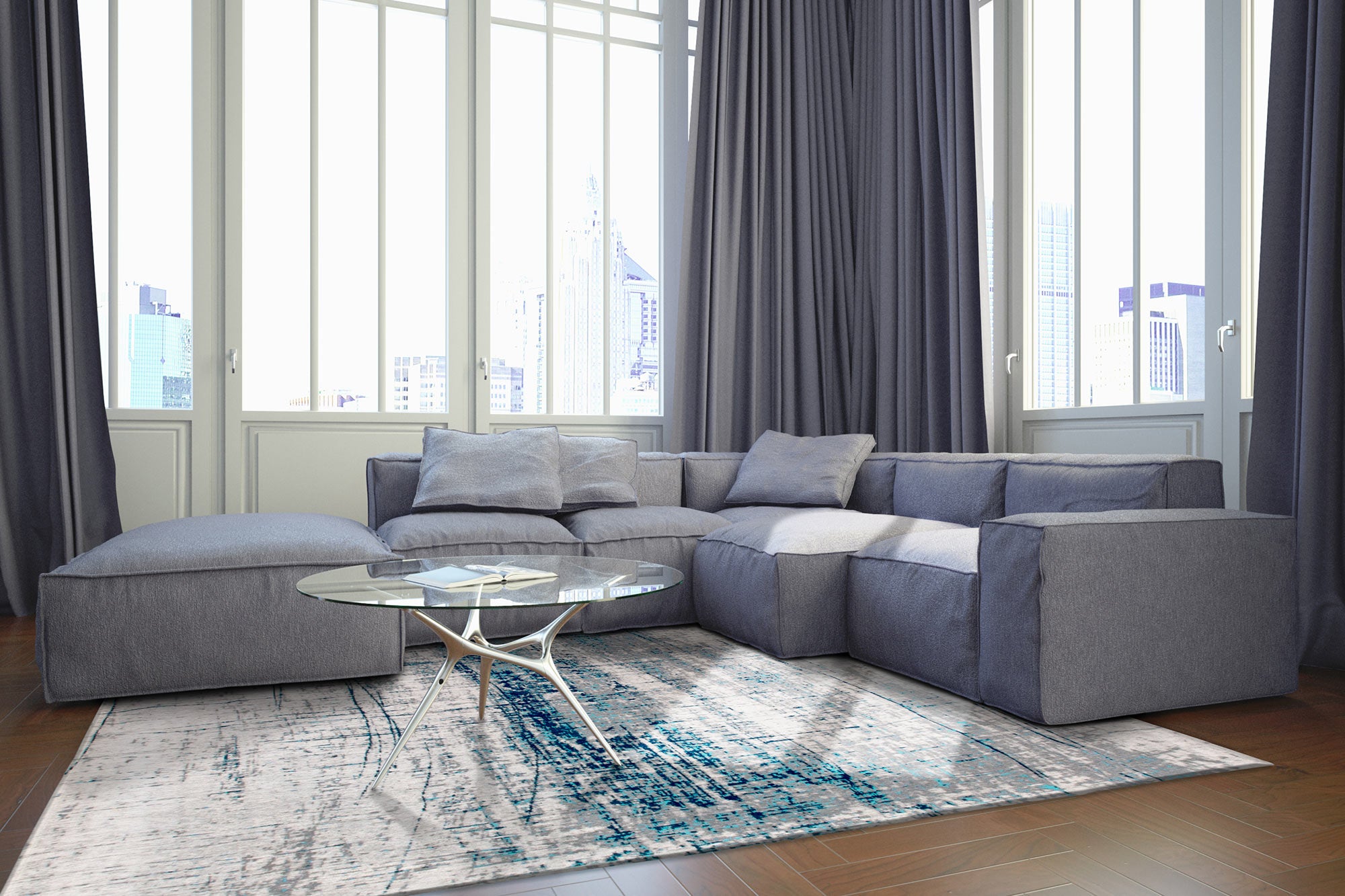 Madmen Griff Rug in Bronx-Azurite