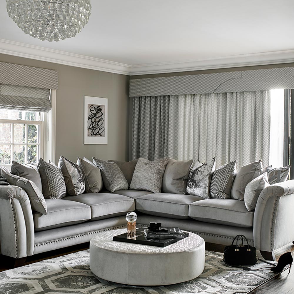 Silver grey top corner sofa
