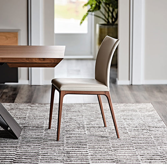 Solid wood dining chair with soft leather seat