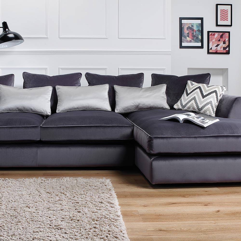 Beckton Large Chaise Sofa 2 In Plush-Velvet-Charcoal