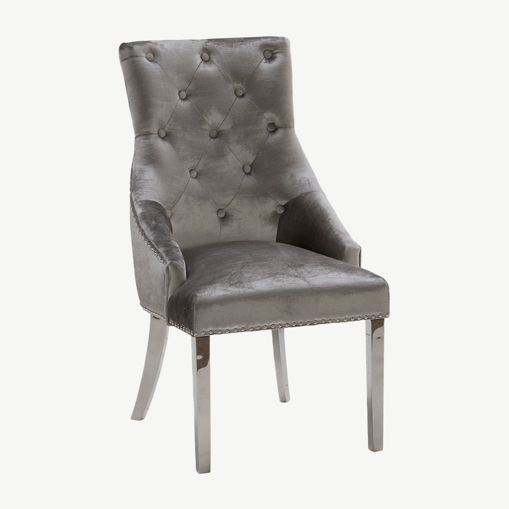 Belvedere Dining Chair in Pewter-Silver