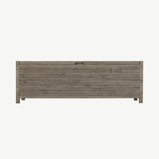 Reclaimed timber blanket box in light grey teak finish
