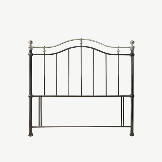 Elegant silver nickel headboard with black nickel base