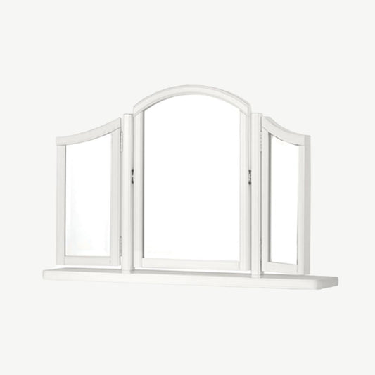 Wooden gallery mirror in painted white finish with three mirror panes