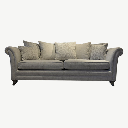 Claremont Pillowback Grand Sofa in Limestone-Strato-Chenille-Plain
