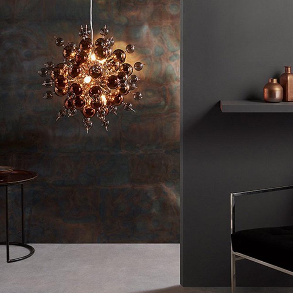 Feature Copper Plated Glass Spherical Pendant Light