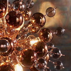 Copper Plated Glass Spherical Pendant Light
