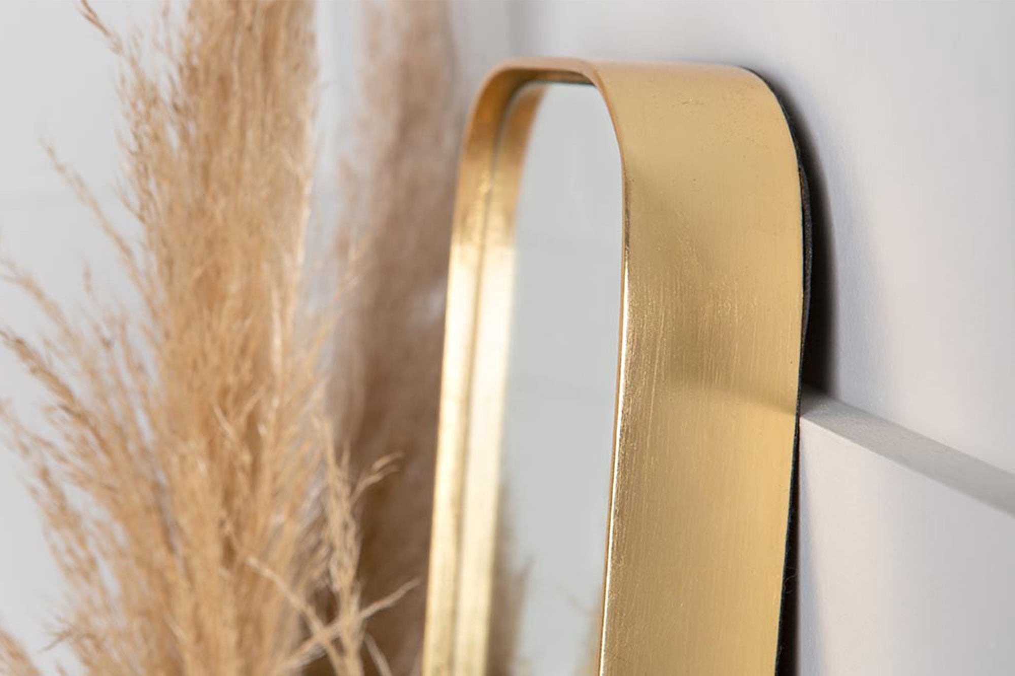Gold Framed Curved Rectangle Mirror