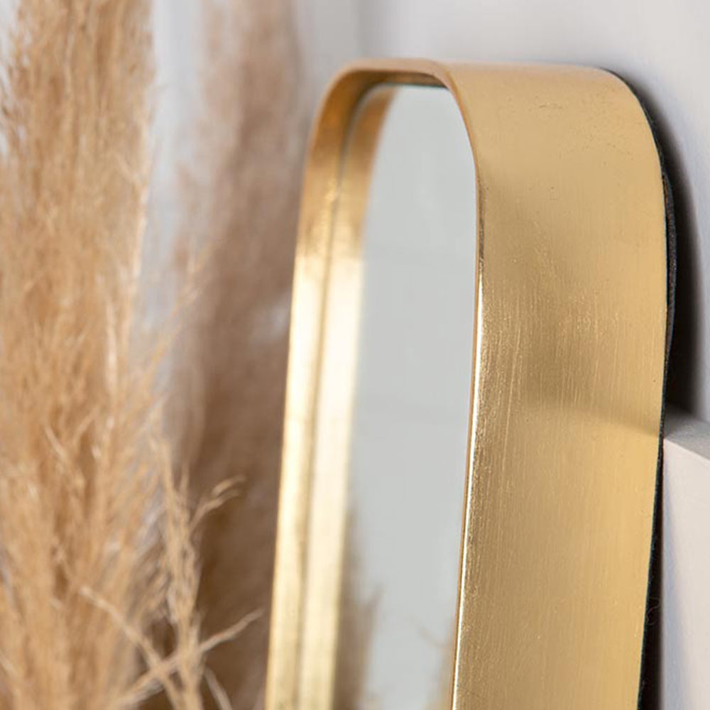 Gold Framed Curved Rectangle Mirror