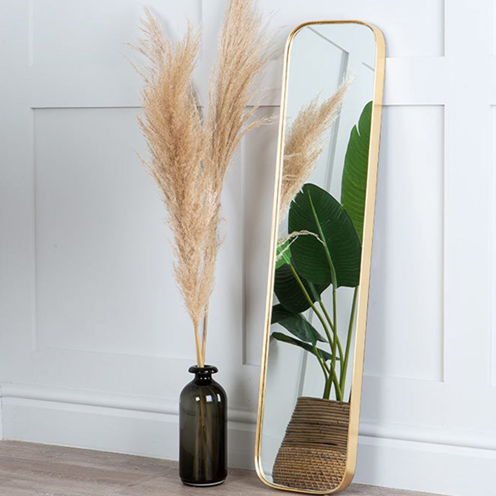 Gold Framed Curved Rectangle Mirror