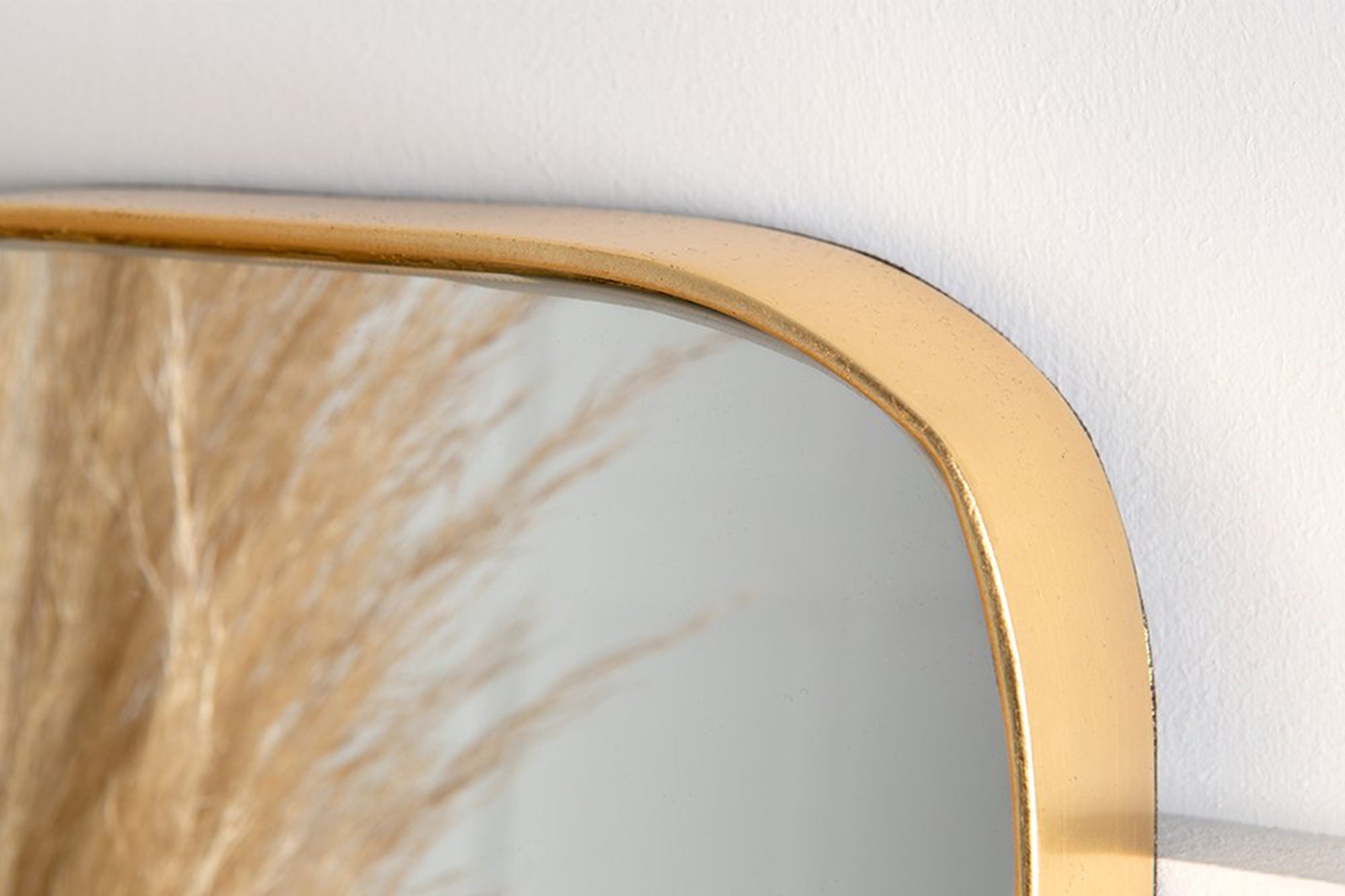 Gold Framed Curved Rectangle Mirror