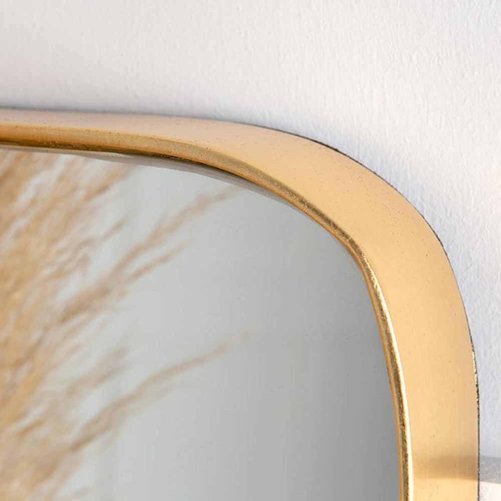 Gold Framed Curved Rectangle Mirror